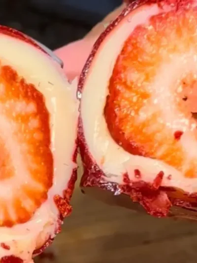 Aprenda a fazer o Morango do Amor, a receita viral! Morangos com recheio de Leite Ninho e uma casquinha de caramelo dourada, crocante e perfeita.