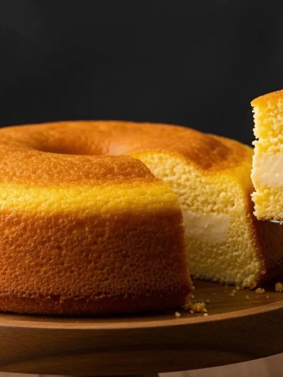 Aprenda a fazer o Bolo de Fubá Cremoso de Liquidificador! Uma receita fácil e mágica que cria duas camadas: um bolo fofinho e um creme delicioso por cima.