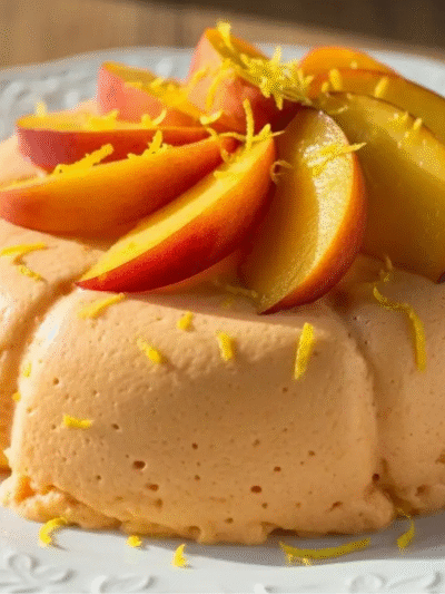 Aprenda a fazer uma Mousse de Pêssego com Limão Siciliano! Uma sobremesa de liquidificador super fácil, leve, refrescante e com uma textura aveludada.