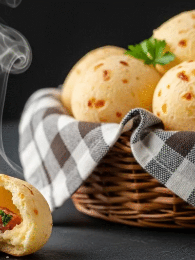 Aprenda a fazer Pão de Queijo Temperado com calabresa! Uma receita mineira escaldada, com polvilho doce e azedo, que fica crocante por fora e macio por dentro.