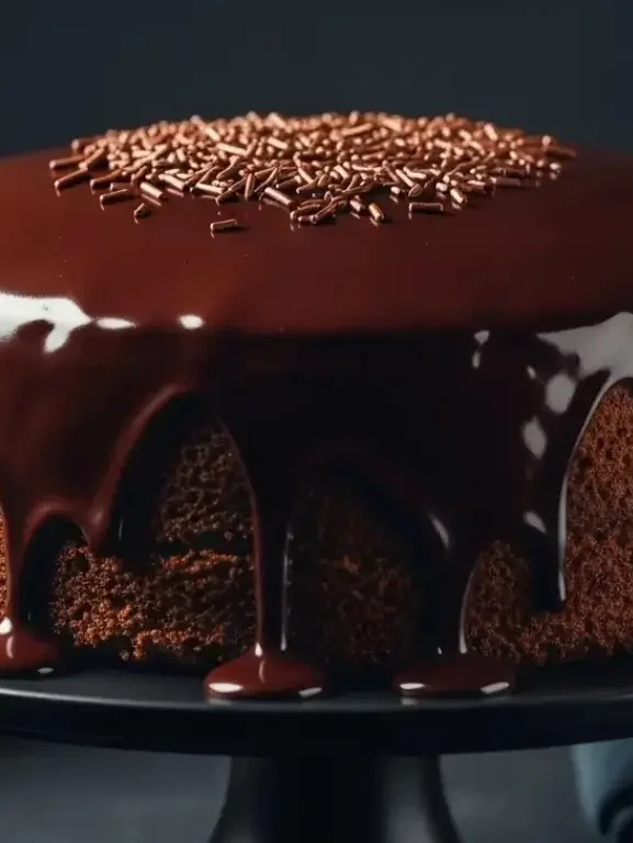 Aprenda a fazer um Bolo de Cenoura Espelhado com Ganache! Receita fácil de liquidificador com uma cobertura de chocolate brilhante que parece de confeitaria.
