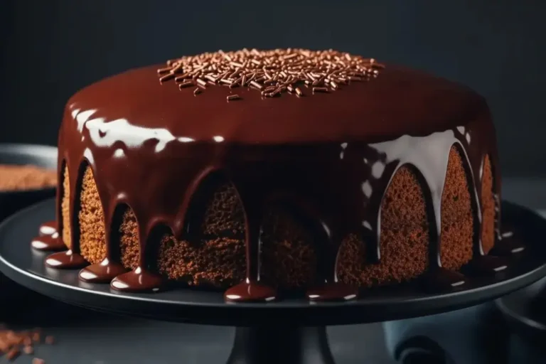 Aprenda a fazer um Bolo de Cenoura Espelhado com Ganache! Receita fácil de liquidificador com uma cobertura de chocolate brilhante que parece de confeitaria.